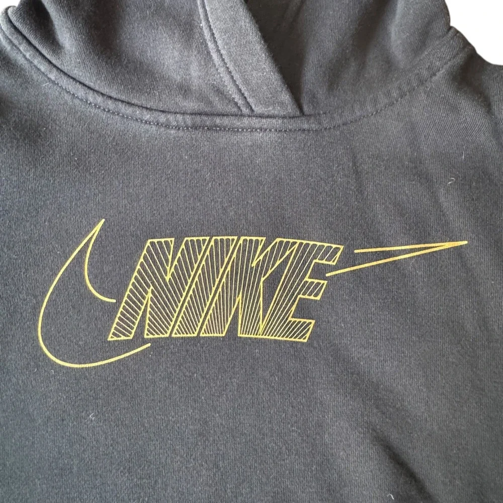 Nike Kids Hoodie Pullover Sweatshirt Black Geometric‎ Logo Size M